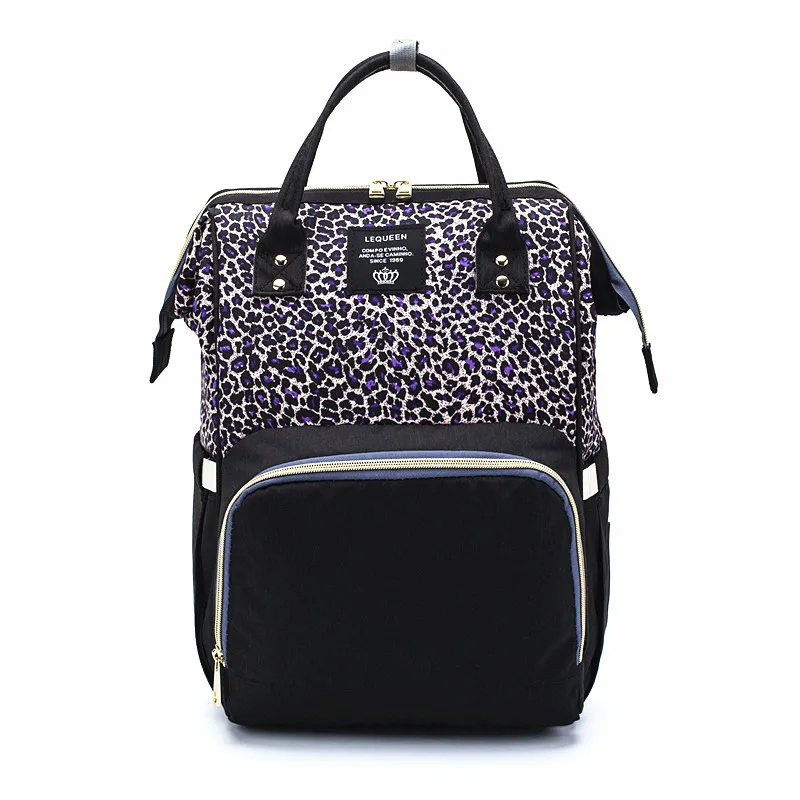 Модная детская сумка для мамы, леопардовая сумка для подгузников, рюкзак для путешествий, водонепроницаемый подгузник, сумки для беременных - Цвет: Purple