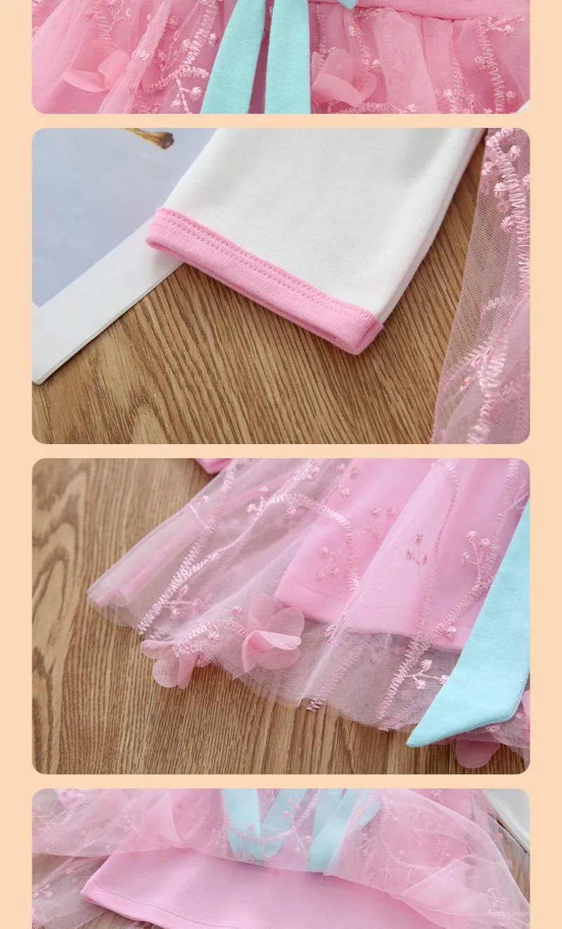 Hanfu/Новинка; осеннее кружевное платье с длинными рукавами в китайском стиле для дня рождения; Сетчатое платье принцессы для вечеринки; милое детское платье