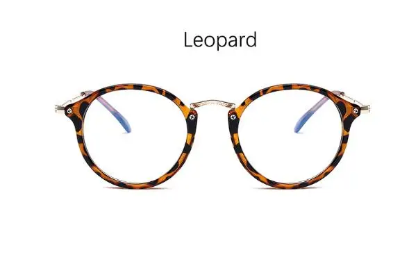Круглые прозрачные очки, оправа для очков для мужчин и женщин, близорукость, ботаник, оптические очки, оправа, роскошные прозрачные линзы, мужские очки - Цвет оправы: leopard frame