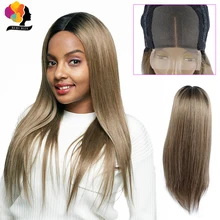 Remyblue блонд прямые волосы на фронте шнурка человеческие парики предварительно сорванные 1B/126 Омбре перуанские Remy человеческие волосы парики для черных женщин
