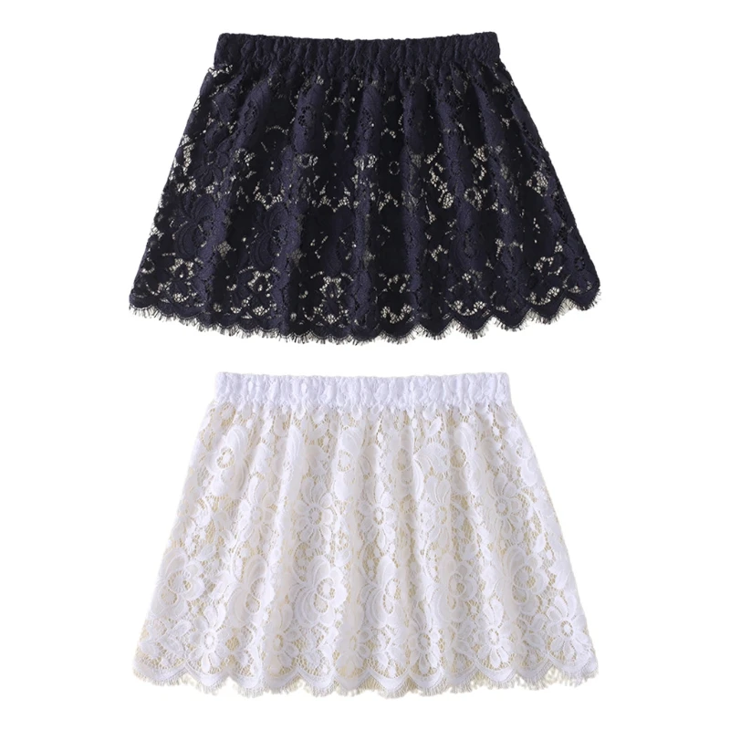 black tennis skirt Women Eyelash Floral Lace Shirt Extender Adjustable Layered Faux Top Hem Lower Sweep Mini Skirt Half Slip Underskirt black pencil skirt