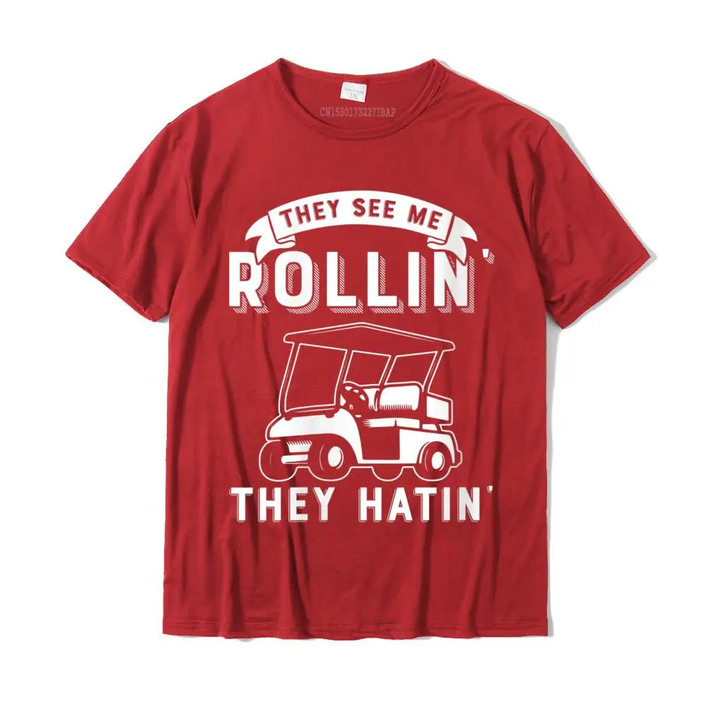 2021 Newest Mens T-shirts Hip hop Simple Style Tops T Shirt 100% Cotton Short Sleeve Customized Top T-shirts Round Neck Womens They See Me Rollin They Hatin Funny Golf Cart Meme Graphic V-Neck T-Shirt__28266 red
