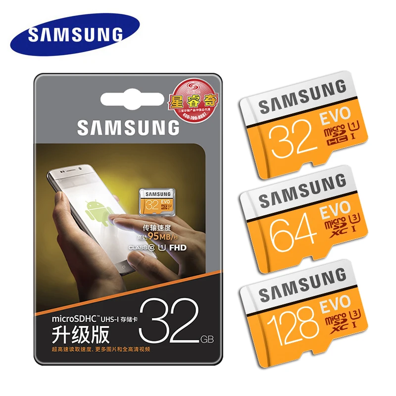 Карта памяти micro sd SAMSUNG 32gb EVO 64GB 128GB класс 10 microSDXC UHS I C10 TF флэш карта 4K UHD с