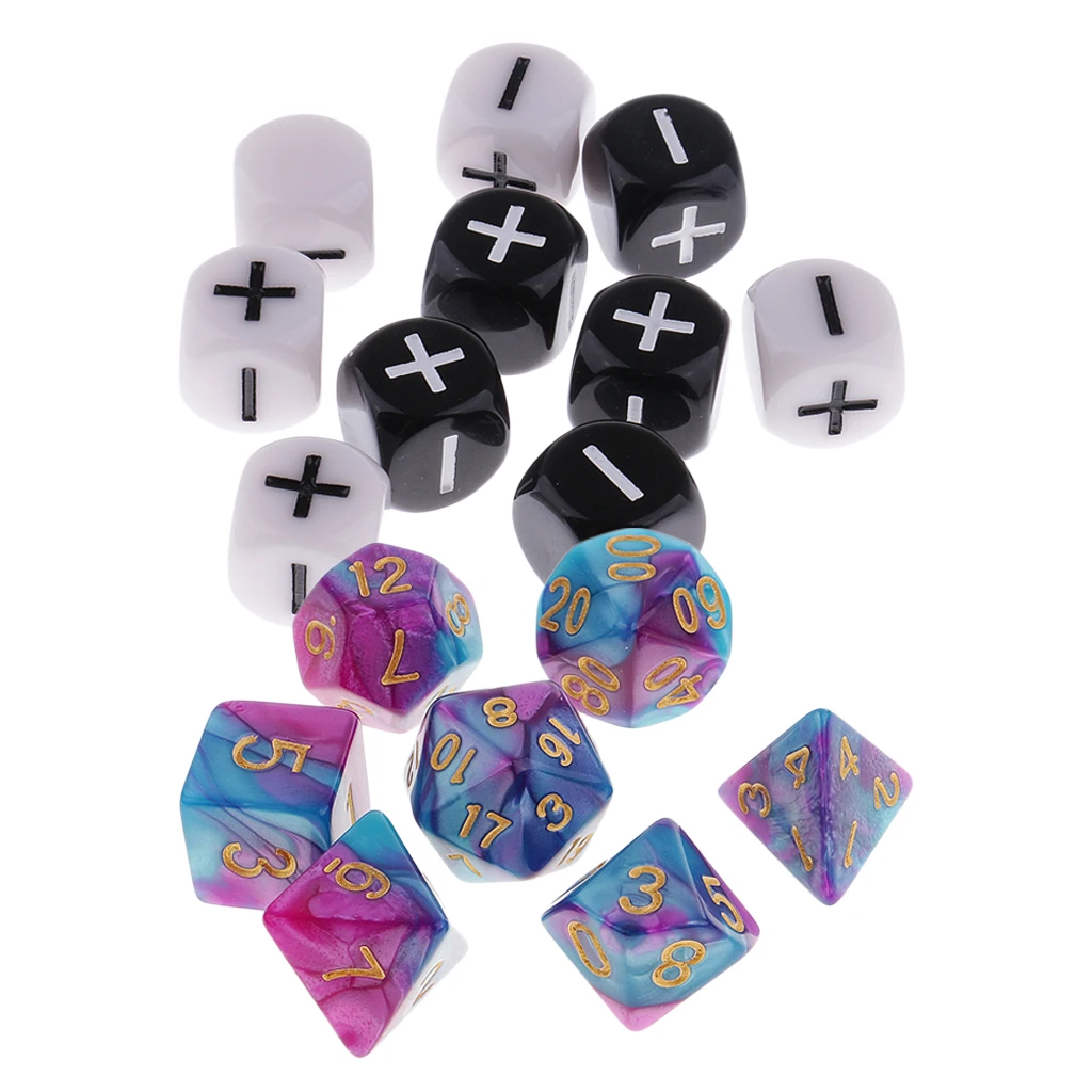 2 Set Polyhedral Dices Minus Plus Double Color 1.6cm For Dungeons&Dragons