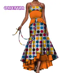 2019 африканские платья для женщин Мода без рукавов свадебное платье Леди Элегантный Африканский принт хлопок Длинные платья WY4232