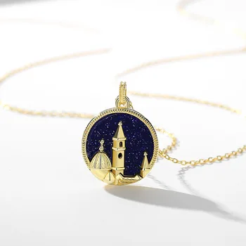 

925 Sterling Silver Dream Castle Necklace Charms Jewelry Hot Ins Fashion Designer Clavicle Chain Necklaces For Women Girl Gift