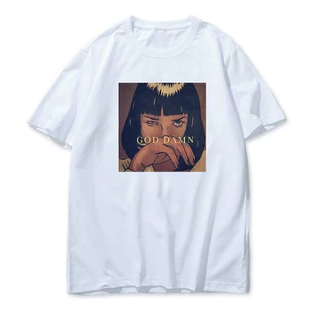 

Life is Boring T Shirts Mia Wallace Pulp Fiction T-Shirt Short Sleeve Quentin Movie Adult 100% Cotton Adult Novelty Tees O Neck