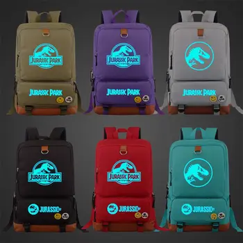 

Blue Luminous Jurassic Park World Boy Girl Book School bag Women Bagpack Teenagers Schoolbags Men Student Patchwork Backpack