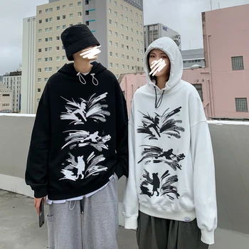 

Men's Sweatshirt 2020 Spring New Handsome Abstract Printing Loose Hooded Sweatshirt Youth Personality Fashion Trend Men's Wear