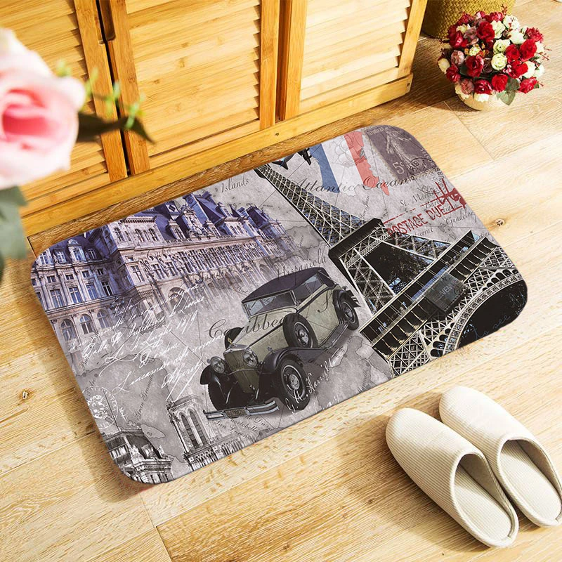 40x60 см наружный входной коврик небольшой площади коврик для спальни кухня Холл коврик антискользящий коврик для двери Ретро Париж Европа живописный