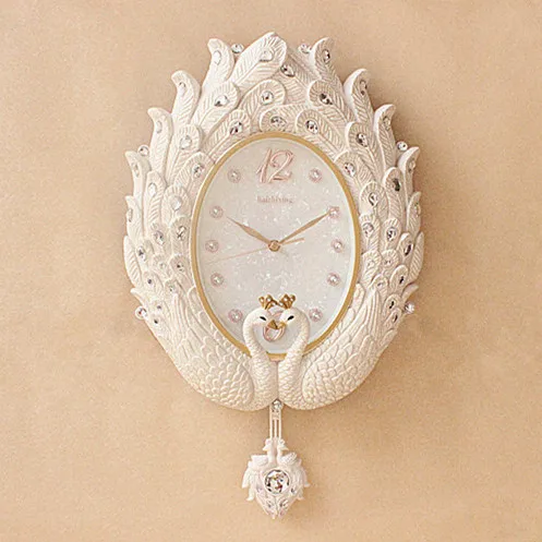 

Luxury Art Wall Clock Silent Modern Design Europe Style Wall Clock Peacock Vogue Living Room Reloj Pared Home Watch JJ60WC