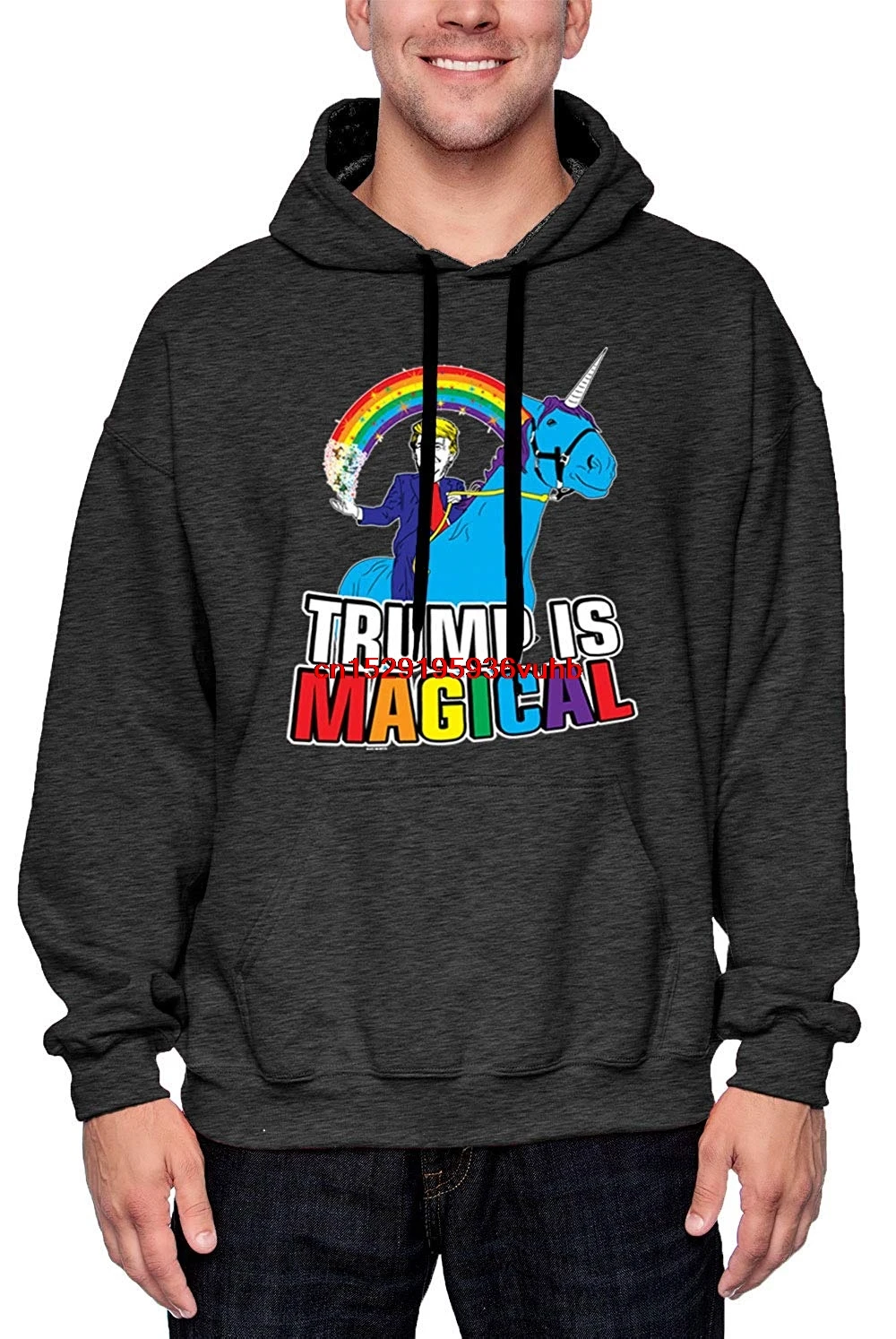 Trump is Magical-Funny Awesome MAGA 2020 унисекс 2-Tone толстовка с капюшоном (темно-серый/черный