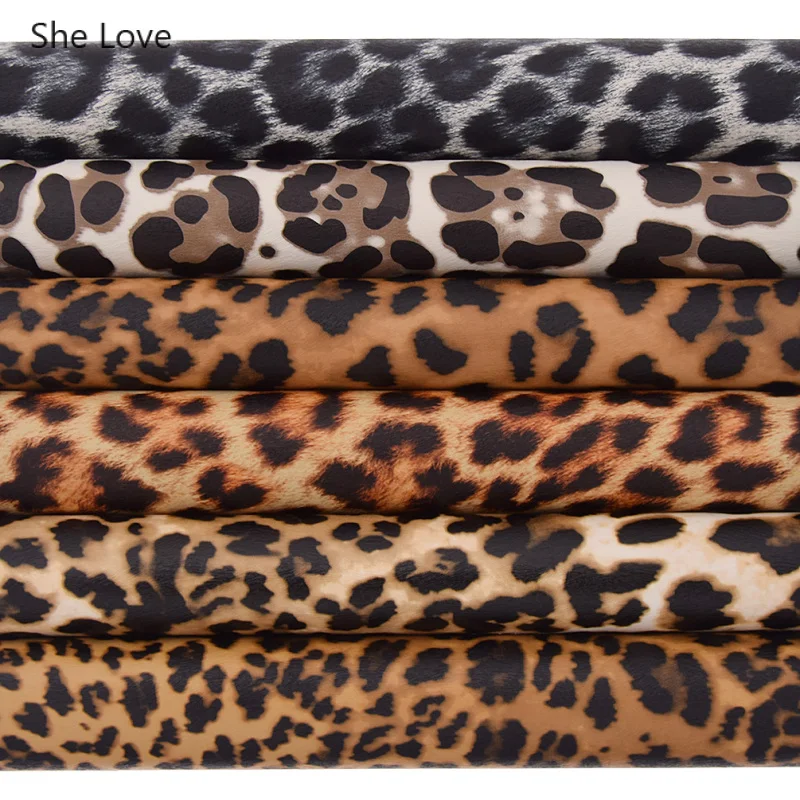 She Love 1/2 Yard Леопардовый принт синтетическая кожа для бантов сумки мягкий