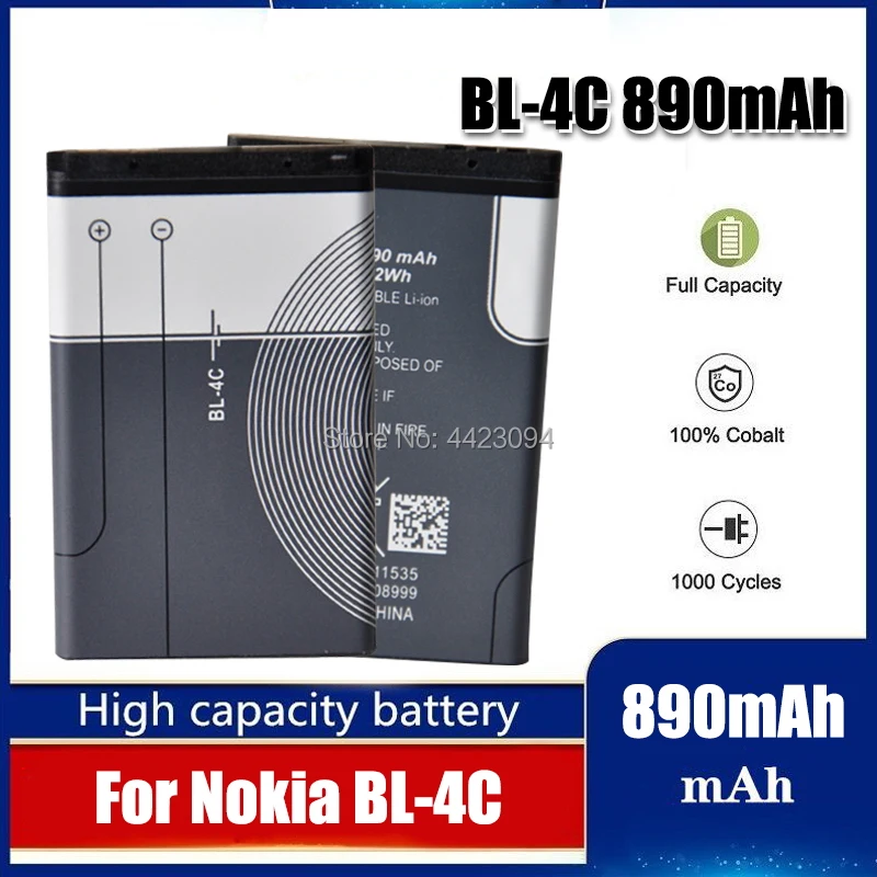 Alto Qualtiy 890Mah Bl 4C Bl-4C Batteria Per Nokia 6100 6125 6136 6170 6300 7705 7200 7270 8208 Batteria Bl4C