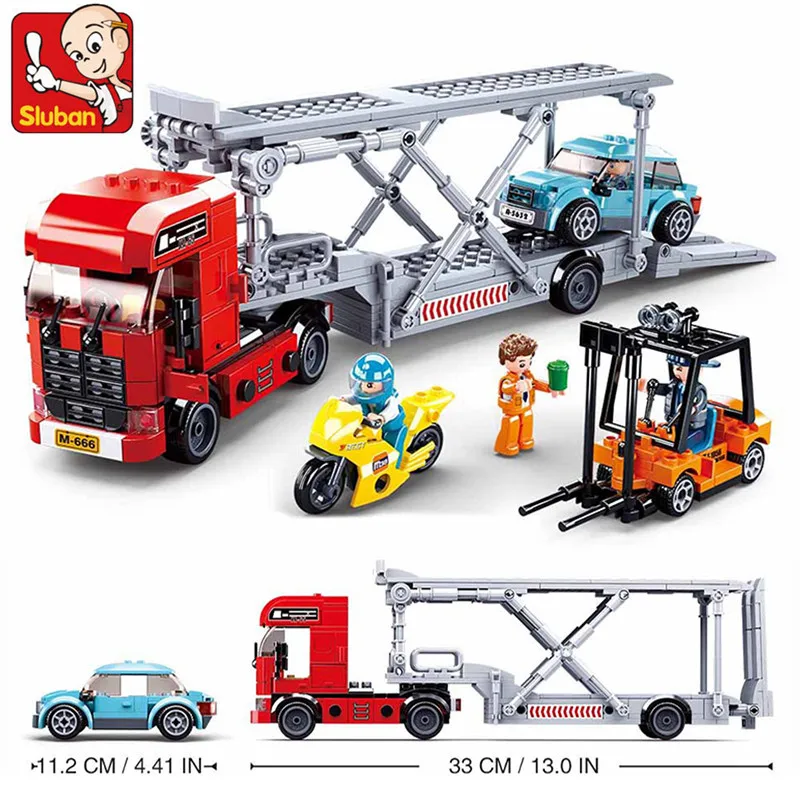 

542Pcs Urban Engineering Car Transporter Forklift Building Blocks Sets City Assembly Model Bricks Educational Toys for Children