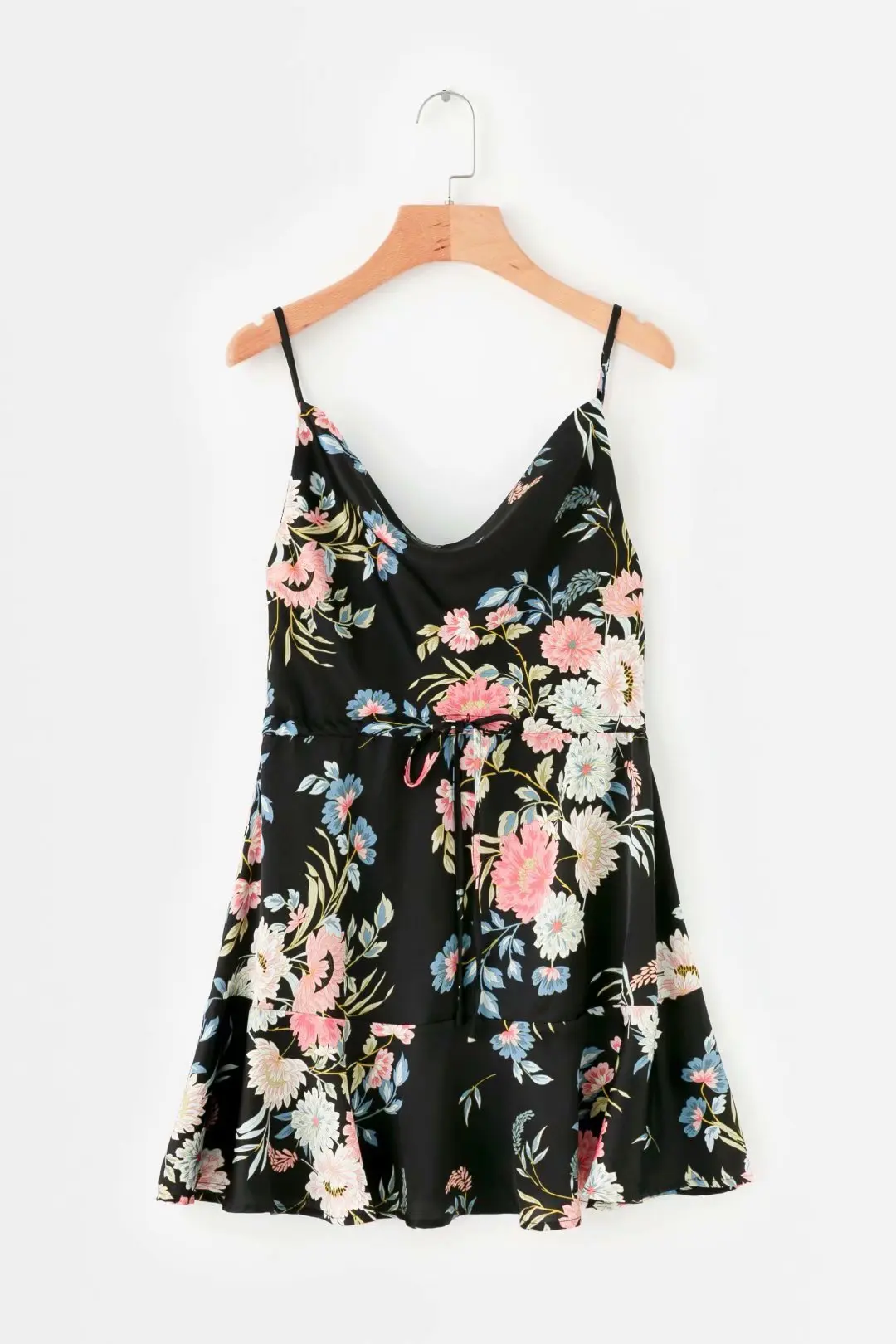 

Europe And America Summer New Style Slim Fit Slimming Versatile off-Shoulder Back Camisole Waist Hugging Lace-up Floral Printed