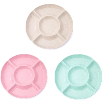 

3PCS Rounded Fruit Tray Round Five-Shaped Melon Fruit Tray Divided Snacks Nut Fruit Tray Storage Tray