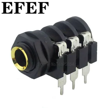 

Free Shipping 100pcs 6.35mm/6.35 Stereo Audio Microphone Female socket/metal nut Jack Connector 6P/6PIN