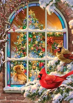 

JMINE Div 5D Cardinal Bird Christmas Full Diamond Painting cross stitch kits art High Quality Animal 3D paint by diamonds