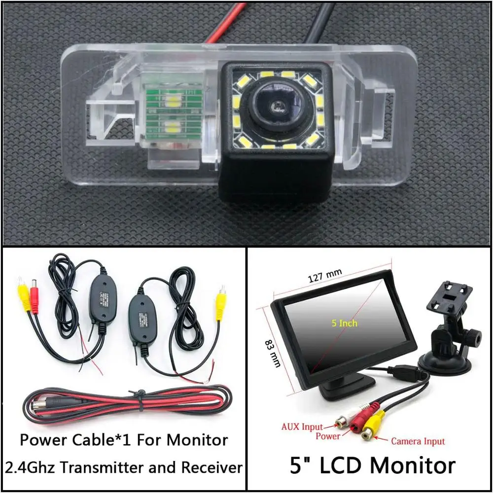 12 Светодиодный свет Автомобильная камера заднего вида для BMW E46 E82 E88 E93 E92 E91 E90 E61 E60 E39 E53 E70 X5 X6 335 325 парковки резервного копирования - Название цвета: C Wireless 5inch LCD
