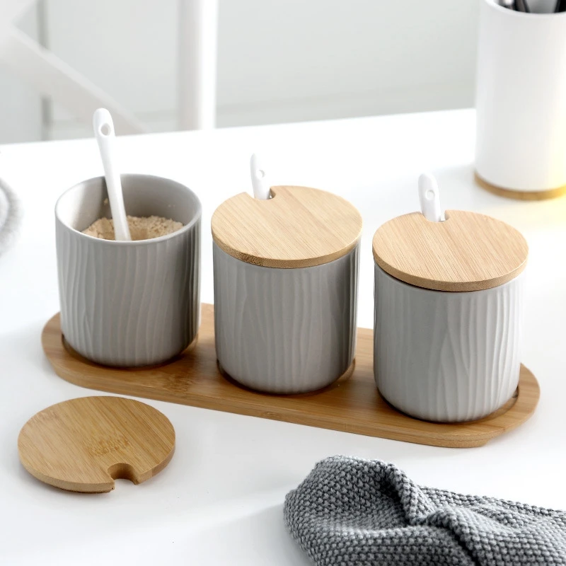 Creative Ceramic Seasoning Jar Box Bottle Salt Shaker Set | Дом и сад