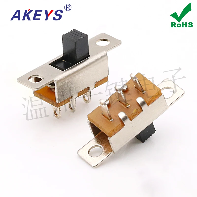 

10pcs SS-12F31 (1P2T) toggle switch 3 feet two gears with ear slide switch hole foot power connector