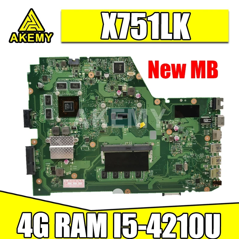X751LK Main board GTX850M i5-4210 CPU 4GB RAM Mainboard REV 2.0 For Asus X751LKB X751L A751L Laptop motherboard | Компьютеры и офис