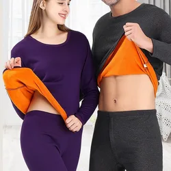 Winter Velvet Thick Thermal Underwear For Men WomanWinter Warm Layered Clothing Pajamas Set Thermal Set Male Long Johns Hot-Dry