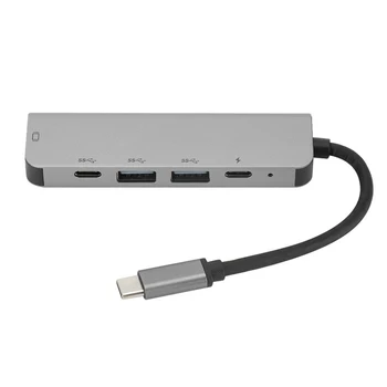 

5-In-1 USB C Type-C Hub HDMI Adapter Aluminum Alloy USB-C To 2 Ports Usb 3.0 HUB Type-C PD Charging Converter Adapter for Laptop