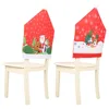 Red Print Dining Chair Covers Christmas Ornament  Santa Claus Snowman Hotel Home Party Decor Chair Cover New Year Navidad 2020 5