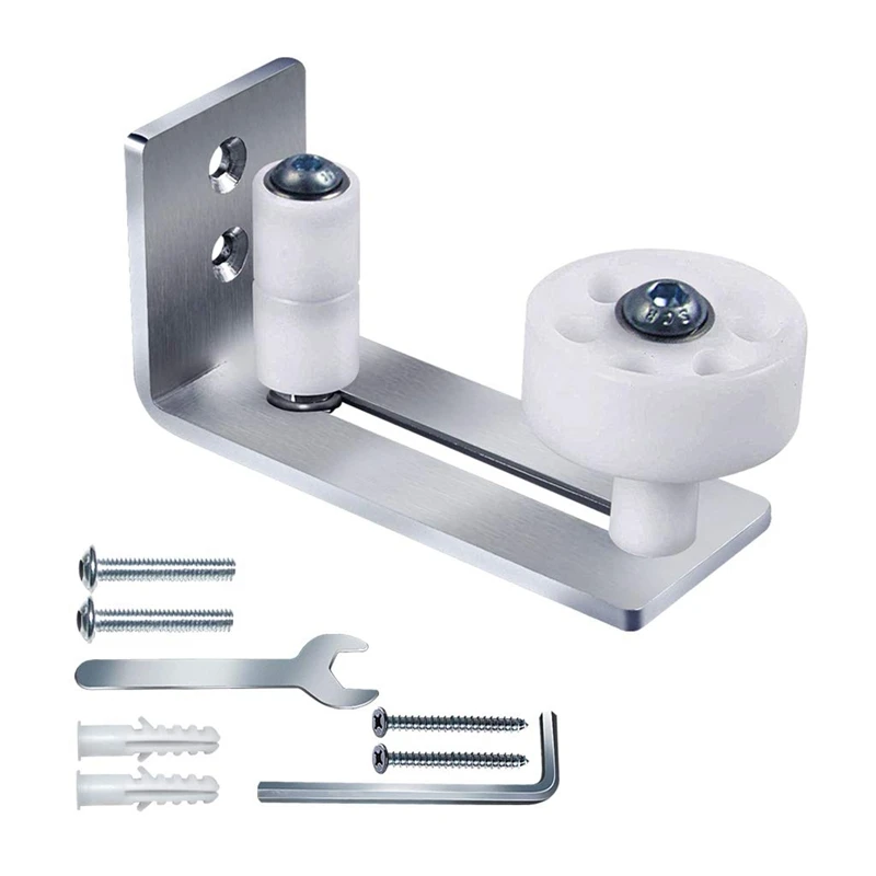 

Barn Door Floor Guide Stainless Steel Wall Mounted Stay Barn Door Roller Guides Flush Non-Scratch Wheels with Ball Bearing for R