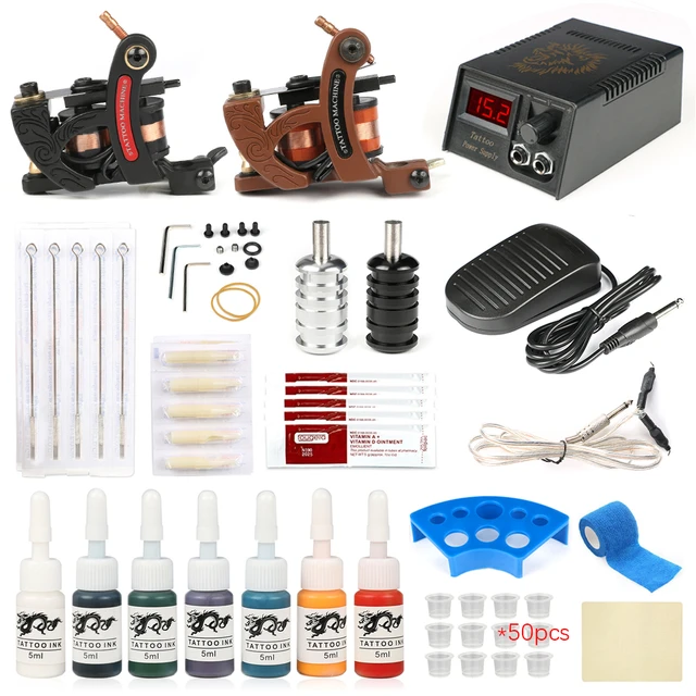 Complete Tattoo Kit Coil Tattoo Machine Set Tattoo Power Supply