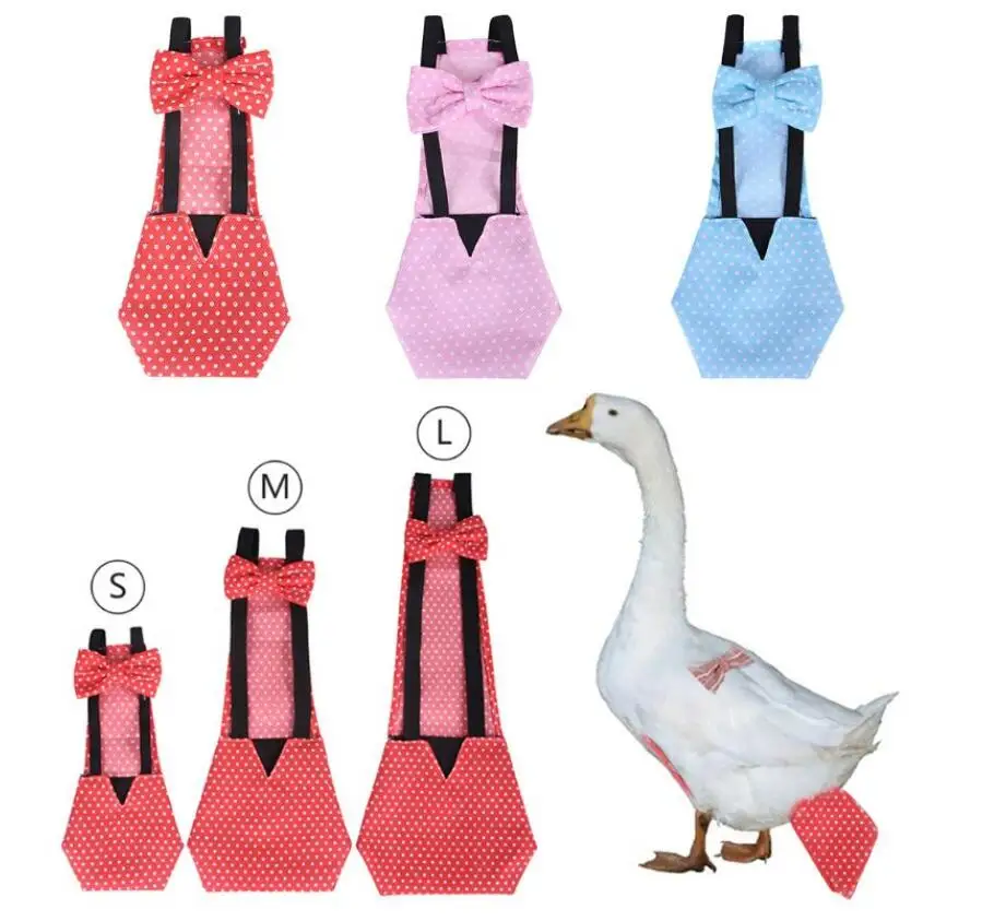 Adjustable Cotton Cloth Diaper Washable Creative Bowknot Clothes for Farm Pet Goose Duck Chicken Poultry