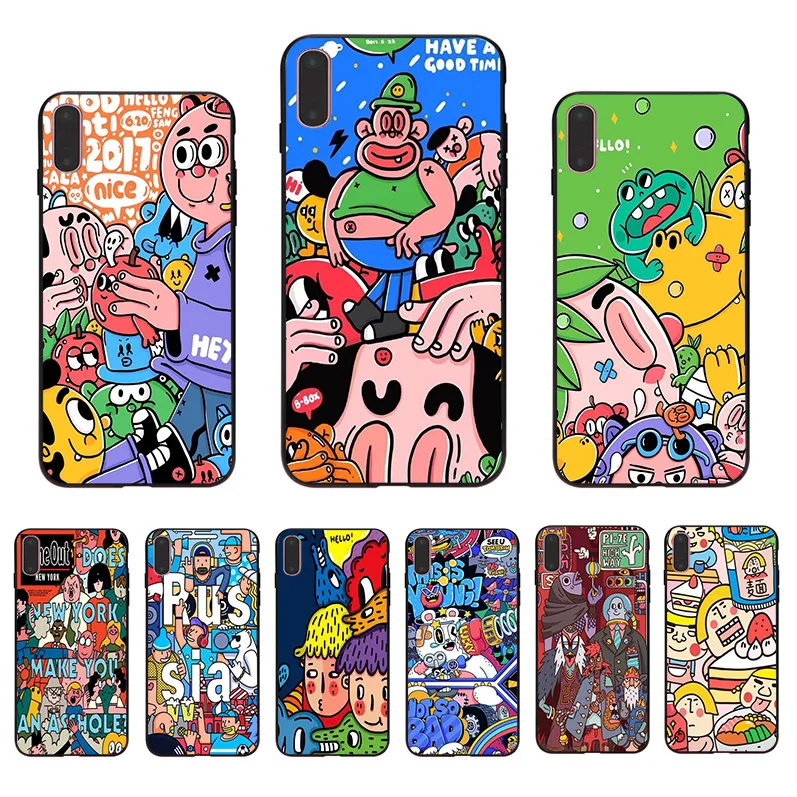 

Soft phone case for iphone 11 pro xs max XR X 6 6s 7 8 plus 5 5s se TPU cover Personality trend funny cartoon design shell Coque