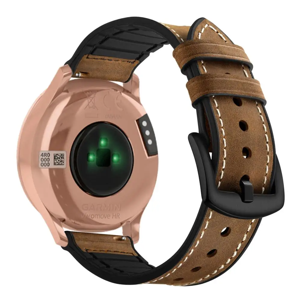 Brown Кожаный ремешок для часов на замену часы ремешок для Garmin Vivoactive 3/Vivomove HR спортивный ремешок на запястье, браслет аксессуары - Цвет: Brown