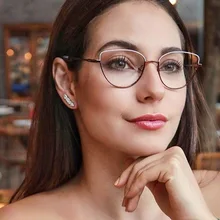 Модные металлические оправа «кошачий глаз» очки женские трендовые брендовые ретро с прозрачными линзами Солнцезащитные очки женские оптические очки UV400