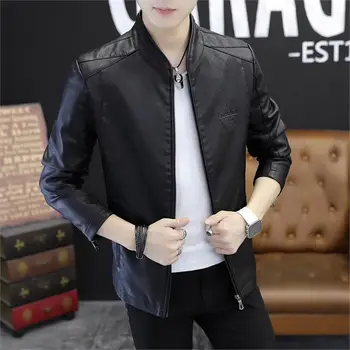 

2019 male pilot pu leather jacket mens leather trench coat man's winter leather jackets motorcycle and windbreakers coats