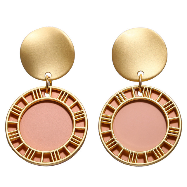 New Korean Acrylic Pink Geometric Earrings for Women Cute Romantic Round Flower Heart Candy Color Fashion Jewelry Brincos