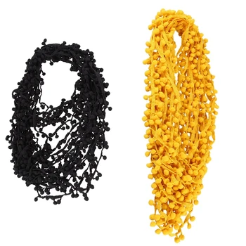 

2x 20 Yard 10MM PomPom Trim Ball Fringe Ribbon DIY Sewing Accessory Lace Black & Yellow