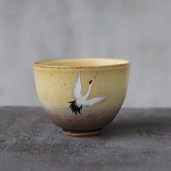 

LUWU chinese ceramic teacup crane handmade kung fu cup 90ml