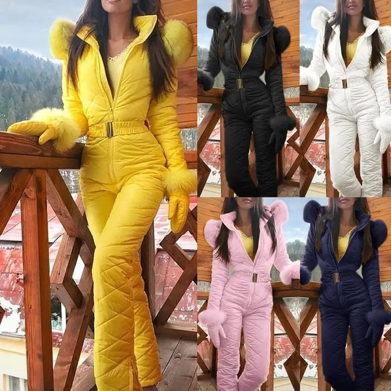 4 Colors S-XXXL Women Jumpsuit Breathable Snowboard Jacket Skiing Suits Pant Sets Warm Bodysuits Outdoor Snow Suits