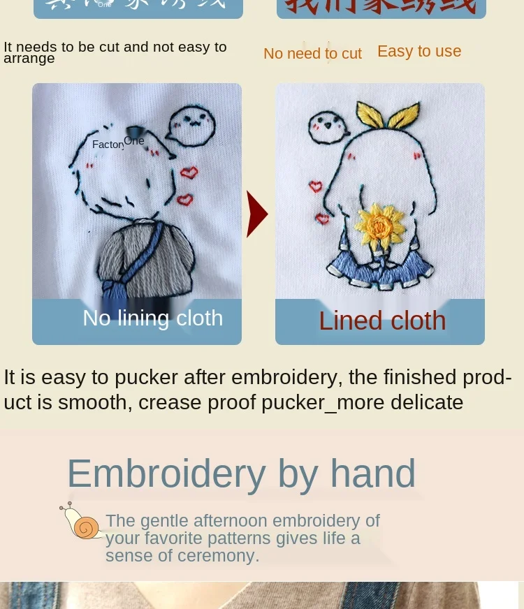 Embroidery diy material bag Hand-embroidered to send boyfriend gifts Couples T-shirts, clothes and embroidered shoes