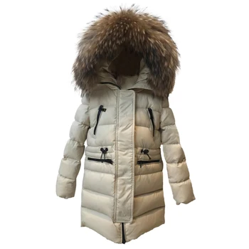 

2020 Kids Long Duck Down Coats for Girls Russian Winter Girls Thick Jacket with Big Real Fur Collar Teenagers Girl Snow Parka