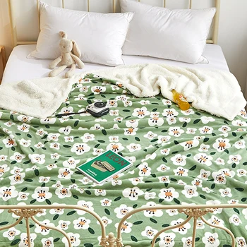 

Winter double-sided thick blanket quilt warm flange coral fleece sheets nap office children's small blanket