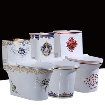 

M22155 Household Ceramic Toilet Small Floor Type One Piece Luxury Toilet Creative Adult Bathroom Seat Flushing Siphon Toilet