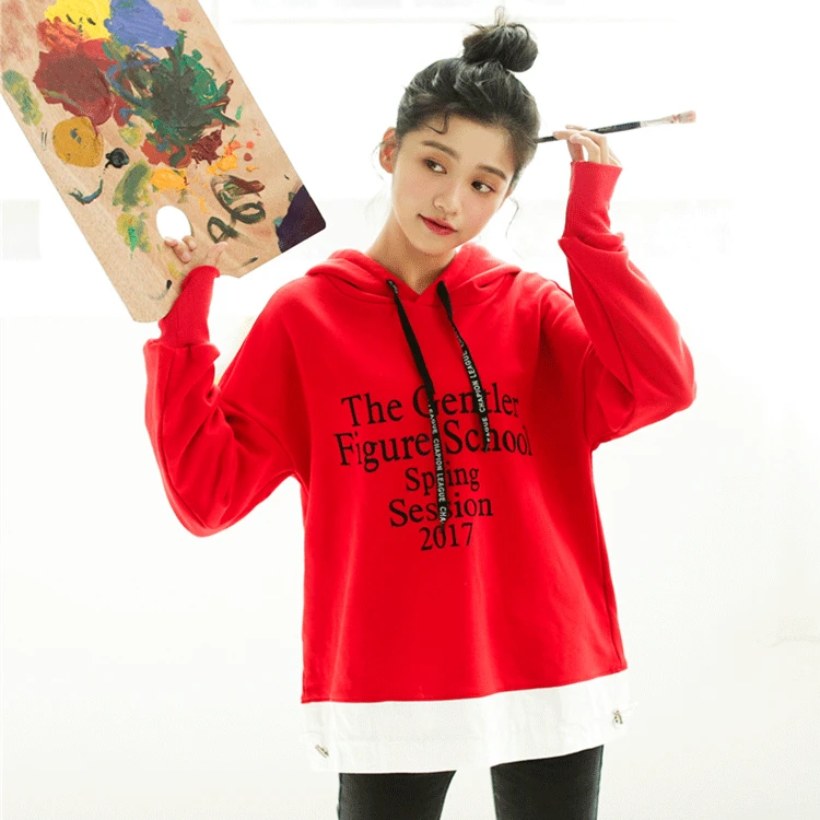Осень 2018, новый стиль, корейский стиль, студенческий стиль, универсальный, с надписью, контрастный цвет, макет, два предмета, пуловер с
