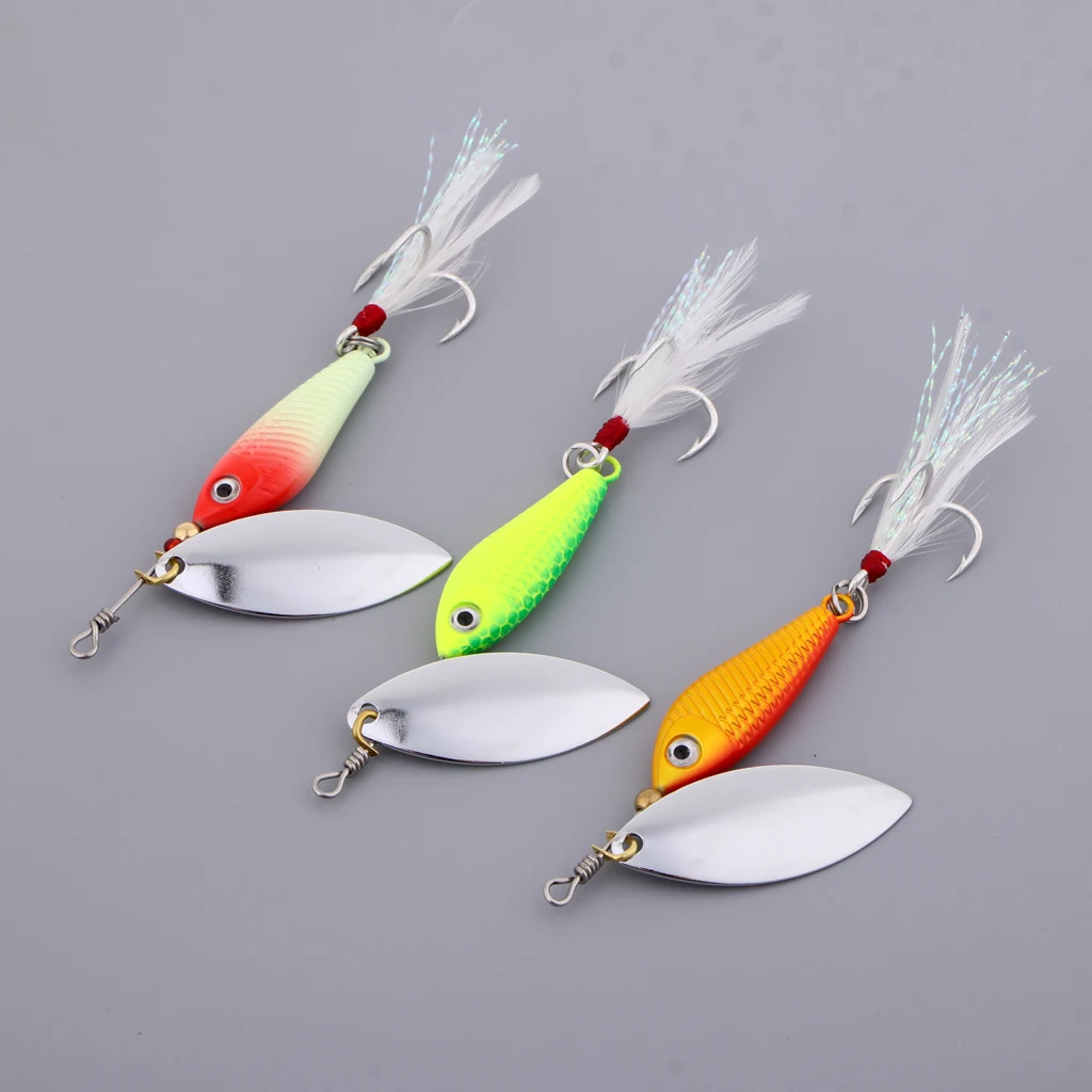 3pcs Fishing Lures Lead Spoon Fish Baits Metal Jigging Crankbaits Bass Feather Hook 8g 11g 20g Fishing Tackles