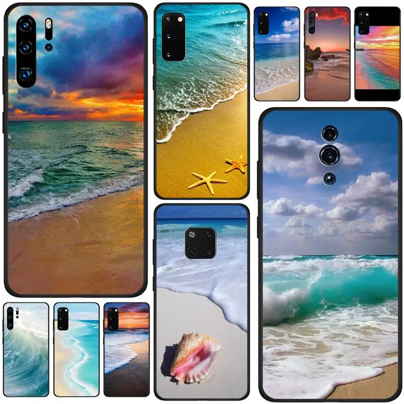 Natural Scenery Sea Beach Coast Wave Sunset Phone Case For Huawei P9 P10 P20 P30 P40 Lite Pro P Smart 2020 2019 Fundas | Мобильные