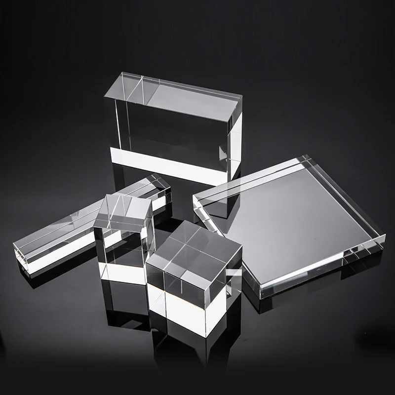 Super Clear K9 Glass Lens Cube Transparent Crystal Optical Photography Display Cuboid Prism Light X Cube