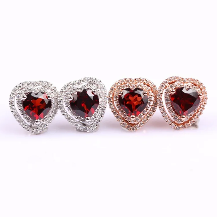 

Europe And America Multicolored Earrings Ear Stud S925 Silver Plated 18k Gold Inlaid Natural Garnet Gemstone Earrings Accessorie